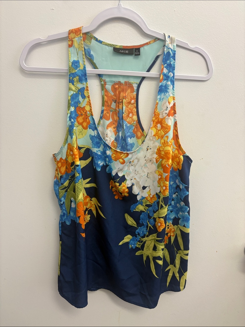 Apt. 9 Navy Floral Racerback Tank with Orange & Blue Blooms